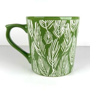 Opalhouse Green Feather Palm Leaf Coffee Mug Embossed Textured Stoneware 16 oz